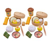 2 Set Set di Cibo per Giochi di Imitazione, 26 Pezzi Bao Bun Giocattolo e Giocattoli con Ravioli con Cestello per Vapore, Realistico Giocattolo Dim Sum Cinese per Bambini Giochi di Ruolo con Raviol