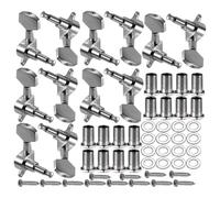 2 Set Set di Meccaniche per Chitarra Acustica Chiuse in Metallo Argento | Due Set Completi, Struttura Chiusa, Impugnatura Ergonomica, per Corde e Lezioni Musicali