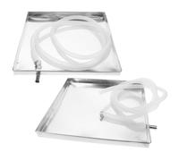 2 Set Vaschetta di Raccolta Condensa per Unità Esterna Condizionatore | Acciaio Inossidabile, Drenaggio Diretto e Rapido, Installazione Semplice, per Balcone, Patio o Giardino