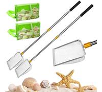 2 setacci a denti di squalo, setaccio per sabbia da spiaggia con sacchetti a guscio, paletta per sabbia, pala per sabbia e conchiglie, per raccogliere conchiglie, combini da spiaggia, caccia su roccia