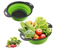 2 Setacci Pieghevoli, Filtro Pieghevole in Silicone per la cucina, adatto per pasta, frutta e verdura nel colino della cucina (23,5 + 29 cm) (verde)