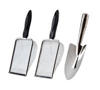 2 setaccio per il giardinaggio con pala da giardino con paletta da giardino, rete da 3,8/5 mm, setaccio in acciaio inox con manico ergonomico per compost, sabbia, rocce, terriccio, paesaggistica