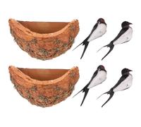 2 Sets Decorazione Della Casa Rondine Piume Finte Nido Finto X Uccelli