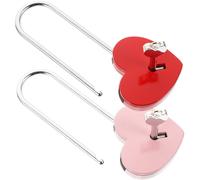 2 Sets Mini Lucchetti Con Chiavi Lock Forma Di Cuore Portachiavi Coppia