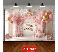 2 Sfondi piatti 2D per città principessa, decorazioni da festa di compleanno da sogno, accessori fotografici e decorazioni per la casa, inclusi maestosi, cancelli ad arco e corone di palloncini per le