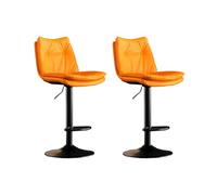 2 sgabelli da bar girevoli in pelle grigia, con schienale e poggiapiedi, per cucina, isola e casa, bar, design elegante marrone e arancione