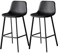 2 sgabelli da bar in ecopelle, altezza del bancone, sedie per la colazione a isola, altezza seduta 65/75 cm, design moderno (cuscino nero, 75 cm)