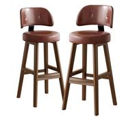 2 sgabelli da bar in similpelle marrone, altezza bancone 55 cm, con forma | Set di 2 sgabelli da bar in similpelle marrone, altezza bancone 55 cm, con struttura curva per una seduta confortevole al