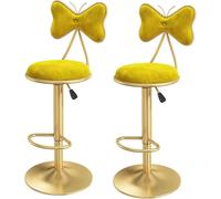 2 sgabelli da bar regolabili in velluto giallo con schienale girevole, sedie moderne per cucina e sala da pranzo, gambe in metallo e poggiapiedi, elegante decorazione per la casa