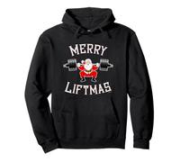 2 Sided Print Cool Santa Merry Liftmas Shirt Felpa con Cappuccio
