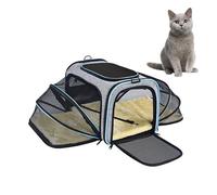 2 Sides Expandable Pet Carrier, Airline Approved Soft-Sided Travel Bag For Cats And Dogs, Crate With Removable Fleece Pad, Small Pets Puppy Kitten 46x28x28cm