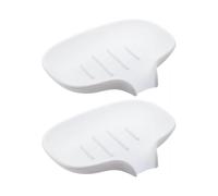 2 Silicone White Soap Dish, Self Draining Soap Holder, Soap Dish for Bathroom Shower Kitchen Countertop Soap Saver Tray