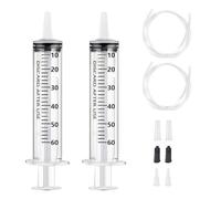 2 siringa con tubo, 60 ml (50 ml), siringa dosatrice riutilizzabile, siringa confezionata singolarmente senza ago per laboratori scientifici, irrigazione del giardino, industria