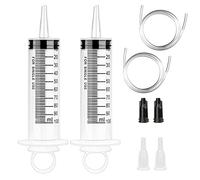 2 siringhe da 100 ml in plastica con tubo e siringa dosatrice con adattatore per olio motore, giardino, liquido, alimentazione animale (2 pezzi da 100 ml)