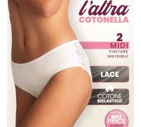 6 Slip donna Cotonella Midi sgambati in cotone con inserti in pizzo art 4940
