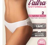 2 Slip donna Cotonella Mini in cotone con inserti di pizzo dietro art GD287