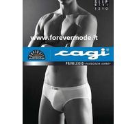 3 SLIP UOMO MEDIO CAGI 1210 IN PREGIATO COTONE FILO DI SCOZIA (7, Bianco)