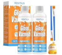 2 smalti per argilla ad asciugatura all'aria aperta con 2 pennelli, vernice lucida per argilla per asciugare all'aria, ceramica, pittura ad olio e legno, impermeabile, resistente a crepe, graffi e