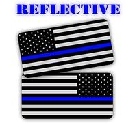 (2) sottile linea blu riflettente Stealthy Police American Flag hard Hat stickers/Black Ops decalcomanie/Tactical Gear sopravvivenza etichette/USA bandiere toolbox Helmet Patriotic Old Glory