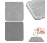 2 sottobicchieri in pietra di diatomee 10x10 cm, assorbenti e rapida asciugatura, spessore 0,9 cm, colore neutro, base antiscivolo per bagno, cucina, lavabo e cosmetici
