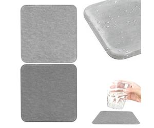 2 sottobicchieri in pietra di diatomee 10x10 cm, assorbenti e rapida asciugatura, spessore 0,9 cm, colore neutro, base antiscivolo per bagno, cucina, lavabo e cosmetici