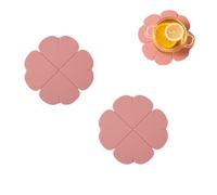 2 sottobicchieri in silicone a forma di quadrifoglio, per cucina, sala da pranzo, soggiorno, camera da letto, bagno, ufficio, decorazione per la casa (rosa)