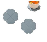 2 sottobicchieri in silicone a forma di quadrifoglio, per cucina, sala da pranzo, soggiorno, camera da letto, bagno, ufficio, decorazione per la casa (grigio)