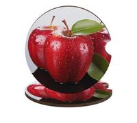 2 sottobicchieri per auto con mela rossa frutta sottobicchiere universale per auto portabicchieri antiscivolo per auto universali portabicchieri antiscivolo a prova di setaccio con base in sughero