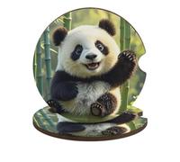 2 sottobicchieri per auto divertenti con panda per auto, universali, impermeabili, antiscivolo, a prova di setaccio, con base in sughero, accessori per interni auto