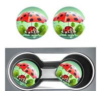 2 sottobicchieri per auto in ceramica per portabicchieri universale tappetino per tazza divertente coccinella che tiene ombrelli tazza sottobicchiere pad 6,5 cm super assorbente antiscivolo