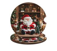 2 sottobicchieri per auto, motivo Babbo Natale, renna, modello universale per auto, impermeabili, antiscivolo, a prova di setaccio, con base in sughero, accessori interni per auto