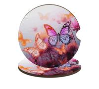 2 sottobicchieri per auto per portabicchieri auto sottobicchiere rimovibile portabicchieri colore farfalla fiore sottobicchiere per donne accessori interni auto