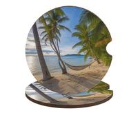 2 sottobicchieri per auto per portabicchieri per auto sottobicchiere rimovibile portabicchieri paradiso spiaggia palme sottobicchiere per donne accessori interni auto