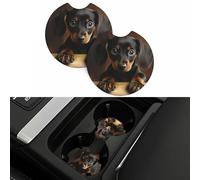 2 sottobicchieri per auto per portabicchieri universali per cani bassotti, 2,7 pollici, in neoprene impermeabile, antiscivolo, accessori per interni auto per donne e uomini