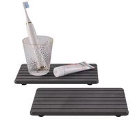 2 sottobicchieri rettangolari in diatomite assorbenti d'acqua (24 x 14 cm), design scanalato, pietra assorbente utilizzata per saponi e piante e articoli da toeletta in casa moderna