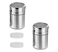 2 spargicacao in acciaio inox per cappuccino con filtro fine e coperchio, spandicucchero in polvere, per cottura e cottura