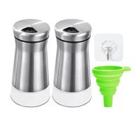 2 spargisale e pepe, 1 imbuto, 1 gancio, saliera e pepe con tappo a vite, spargispepe con fondo trasparente, pepiera, bottiglia dispenser ricaricabile