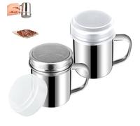 2 spargitore in polvere in acciaio inox, per cioccolatini, spezie, con coperchio a maglia fine, colino per caffè per cottura per ristoranti domestici