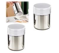 2 spargitore per zucchero a velo in acciaio inox, per cioccolato, zucchero a velo, zucchero, sale, cacao, farina, caffè (argento)