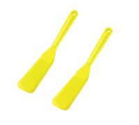 2 spatole sottili in silicone per uova, spatole in silicone con foro per gancio, resistenti al calore, antiaderenti, per cucinare hamburger, pizza, bistecche, giallo
