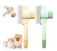 2 Spazzola di gatto e cane autopulente-pettine da 2 in 1 slicer e rastrello sottopelo con impugnatura pollice ergonomica | Strumento di deshedding per tappetini, rimozione dei nodi, animali domestici
