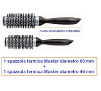 3 spazzole capelli termiche PROFESSIONALE MUSTER fusto ceramizzato antistatico