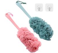 2 spazzole da bagno con manico lungo, 2 ganci, spazzole doccia, spazzola posteriore con manico lungo per doccia, dorso in spugna con manico lungo, spazzola per il corpo per la doccia, spazzola per il