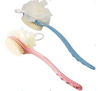 2 spazzole da bagno con manico lungo, in luffa esfoliante per la doccia, scrubber per la schiena con setole morbide e spugna, per uomini e donne anziani, per la cura di sé