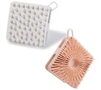 2 spazzole esfolianti per il corpo in silicone, spugna in silicone morbido per pelli sensibili, massaggiatore per cuoio capelluto e capelli, facile da pulire, schiuma (grigio e rosa)