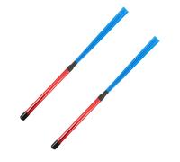 2 spazzole in nylon per batteria: spazzole blu con manico rosso, asta in lega