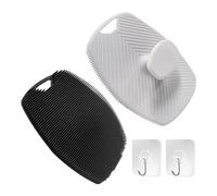 2 spazzole in silicone con 2 ganci per esfoliare e pulire, maniglie ergonomiche antiscivolo per peeling e pulizia.