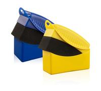 2 spazzole in spugna per pneumatici, blocco spugna curva, spazzola per la pulizia degli pneumatici con coperchio, strumento di pulizia dell'auto