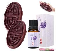 2 Spazzole Massaggianti Meridian con Oli Essenziali da 10 ml e Metro a Nastro da 1.5 m,Spazzola Massaggiante Five Elements Meridian,per Vita,Addome,Testa,Leg (Marrone - Lavanda)