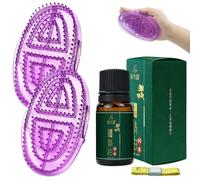 2 Spazzole Massaggianti Meridian con Oli Essenziali da 10 ml e Metro a Nastro da 1.5 m,Spazzola Massaggiante Five Elements Meridian,per Vita,Addome,Testa,Leg (Viola - Artemisia)